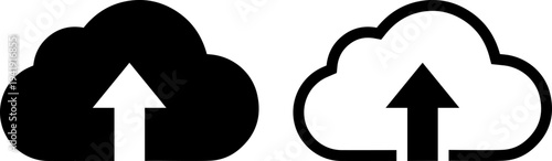 Cloud upload icons in modern minimalist design