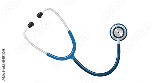 Blue medical stethoscope on white background