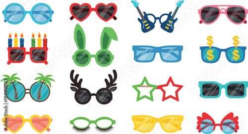 Flat vector collection of men's and women's underwear and swimwear featuring colorful patterns like hearts stars polka dots and stripes.