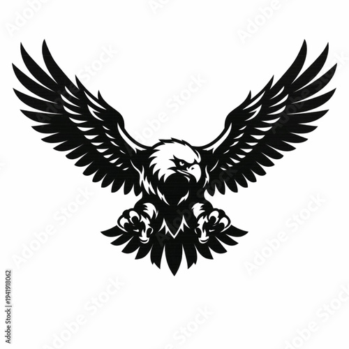Powerful Bald Eagle Mascot Vector Illustration with Wings Spread