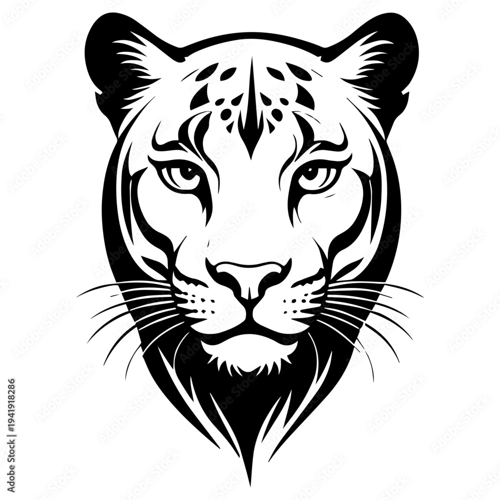 Fototapeta premium The velvet hunter a harmonious fusion of feline silhouettes and linear patterns