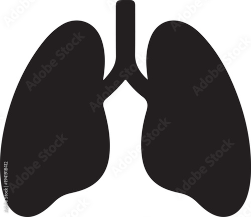 Human lung flat icon for app and website