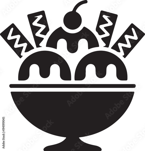 ice cream in a saucer black icon on white background