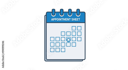 Minimalist appointment sheet planner with spiral binding in blue and white