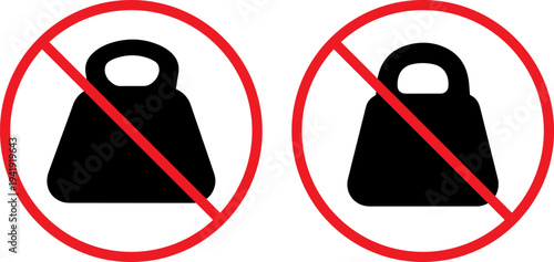 Prohibited weightlifting signs indicating no weights allowed