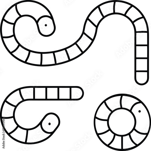 worms earthworm line art vector illustration on transparent background