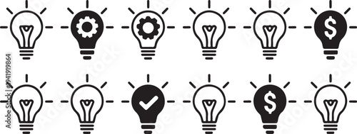 Idea lightbulb icon. Inspiration creativity lamp vector icon collection