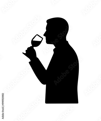 Man smelling wine in silhouette icon