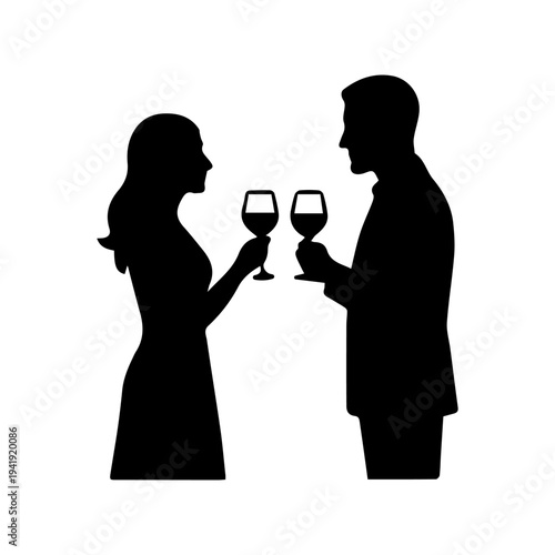 Man and woman enjoying drinks, celebrating a social gathering