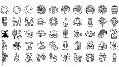 Black and white food icons set.