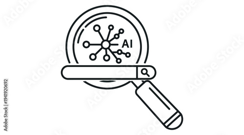 Magnifying glass examining artificial intelligence network connections
