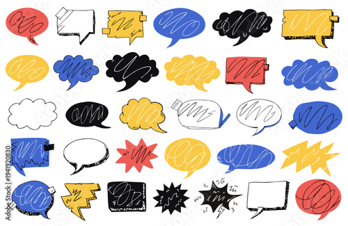 Wallpaper Mural A colorful collection of hand-drawn speech bubbles and thought clouds in various shapes and sizes for use in graphic design and digital illustration Torontodigital.ca