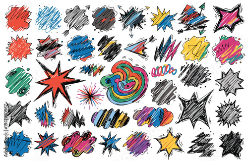 Wallpaper Mural A colorful collection of hand-drawn comic book style explosion and starburst vector graphics and illustrations Torontodigital.ca