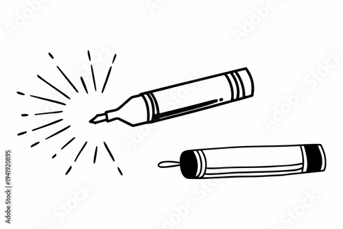 Wallpaper Mural A minimalist vector illustration of two pens with one creating a spark effect Torontodigital.ca