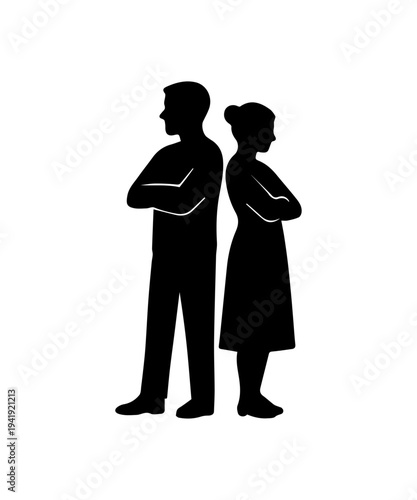 Man and woman with backs turned, representing a relationship problem