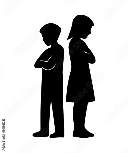 Boy and girl ignoring each other after conflict