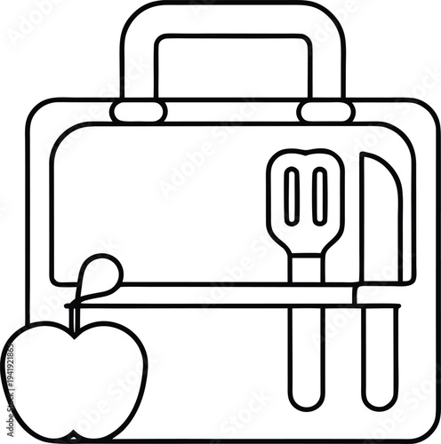 lunch box line art vector illustration on transparent background