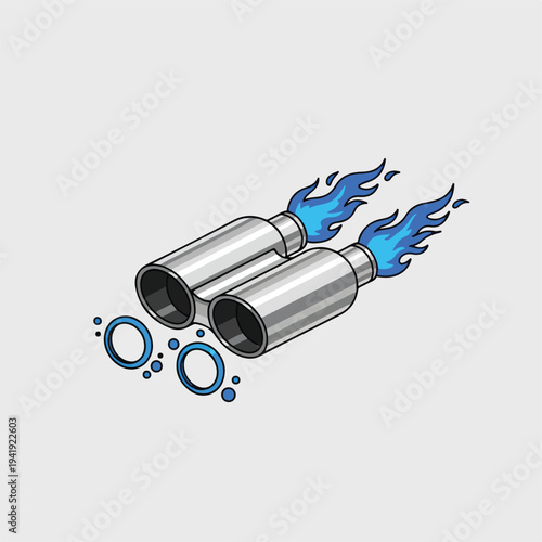 Exhausts System with Flames Vector Illustration Design