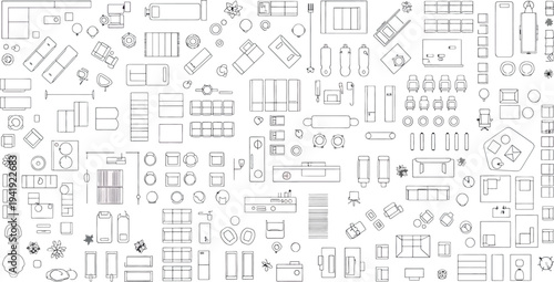 Isolated blueprint drawing on transparent background
