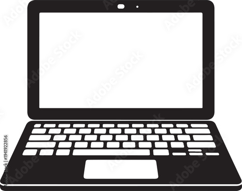 Laptop vector sign . isolated transparent screen . simple silhouette