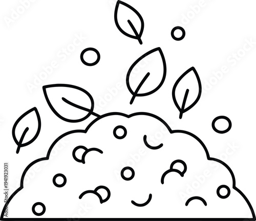 compost pile line art vector illustration on transparent background
