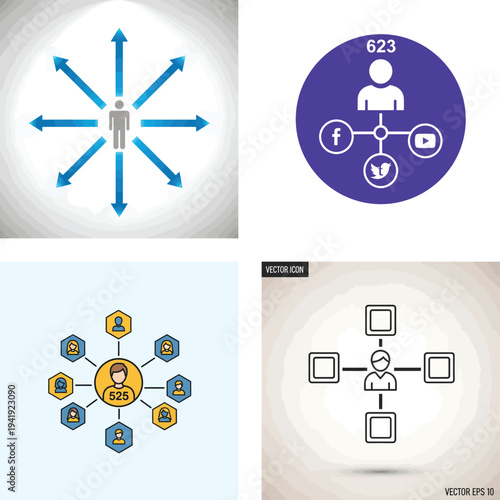 Visual representations of digital communication and network connectivity concepts illustration