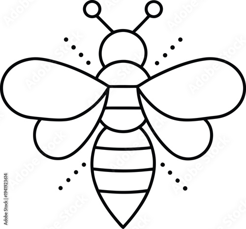 bee pollinator icon line art vector illustration on transparent background