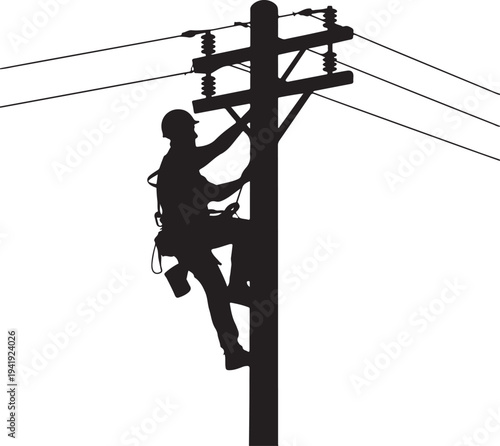 Tableau sur toile Lineman silhouette vector flat illustration design