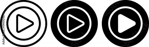 Modern play buttons for video and music streaming services