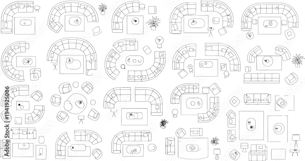 Obraz premium Collection of various architectural blueprints and designs isolated on transparent background