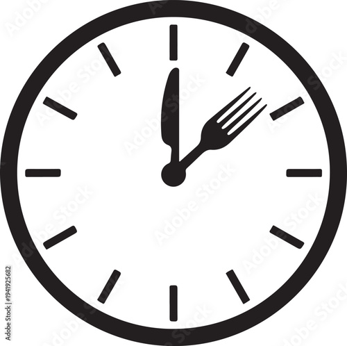 Lunch time icon. Restaurant logo template. Vector illustration isolated on white background.