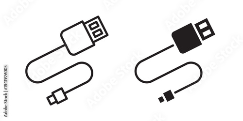 USB cable icon vector illustration designs pack. EPS10