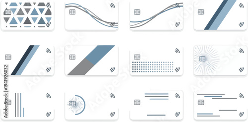Minimalist Modern Abstract Payment Card Vector Designs Set EMV Chip Contactless EPS10 Stock.eps