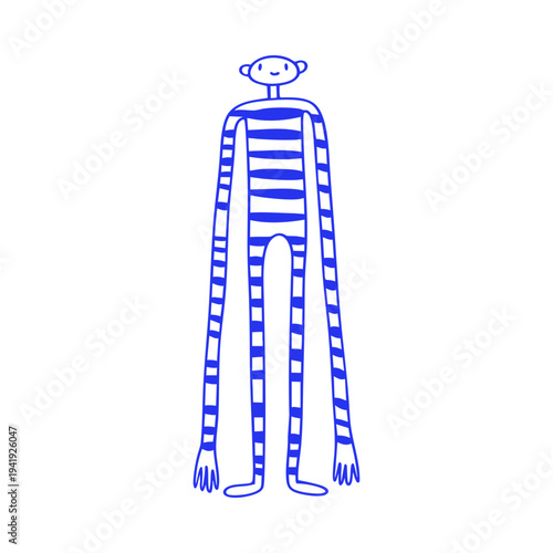 Cartoon Character Big Hands And Legs Doodle Illustration