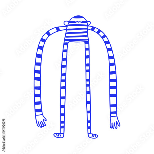 Cartoon Character With Big Hands Doodle Illustration
