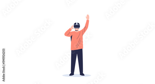 Minimalist digital reality: person experiencing virtual environment