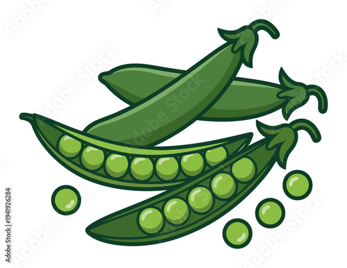 Fresh Green Peas in Pods and Scattered