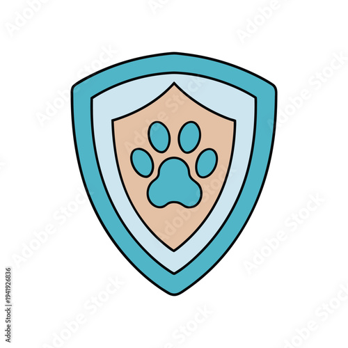 Blue shield with paw print emblem