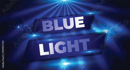 High contrast blue light concert stage starburst effect glowing light futuristic background