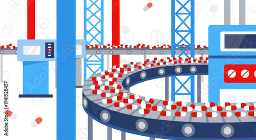 Automated capsule production line in modern factory setting