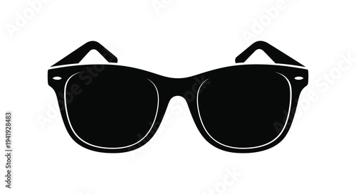 A striking black sunglasses design clearly defined and isolated on a white background silhouette high quality