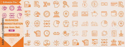 Administration Business line icon set. Administration editable line icons set. government and organization symbols big line icon set.