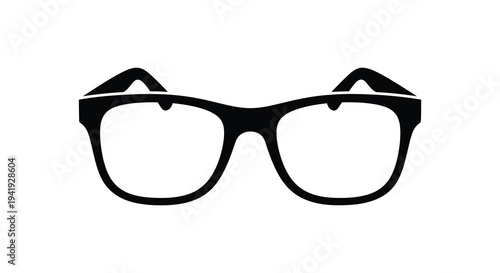 A stark black outline depicts a pair of classic eyeglasses showcasing a bold silhouette high quality