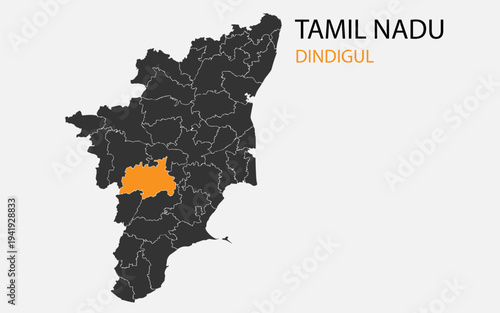 Tamil Nadu png map with districts, Indian state Tamil Nadu district map, Tamil Nadu Dindigul
