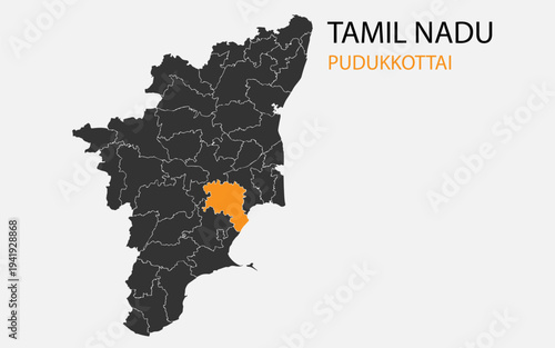 Tamil Nadu png map with districts, Indian state Tamil Nadu district map, Tamil Nadu Pudukkottai