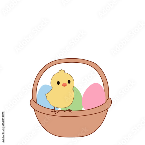 Cute Chick and Egg Icon Isolated on Transparent. Lovely Easter Holiday Mascot. Cartoon Chicken Character. Funny Childish Drawn Bird Portrait for Ester Egg Hunt Family Party Greeting Card Decoration 