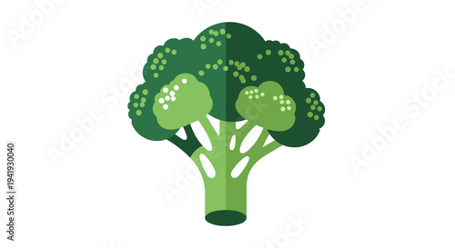 Flat style broccoli icon on white background for healthy cooking themes