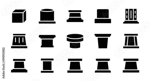 Collection of various pedestal icons displayed together in a grid arrangement.