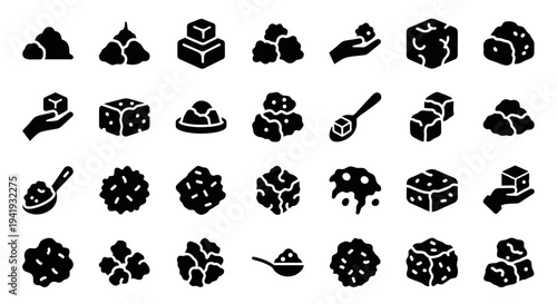 Collection of various game icons, including dice, cards, and other symbols, displayed in a grid layout on a simple background from a straightforward viewpoint