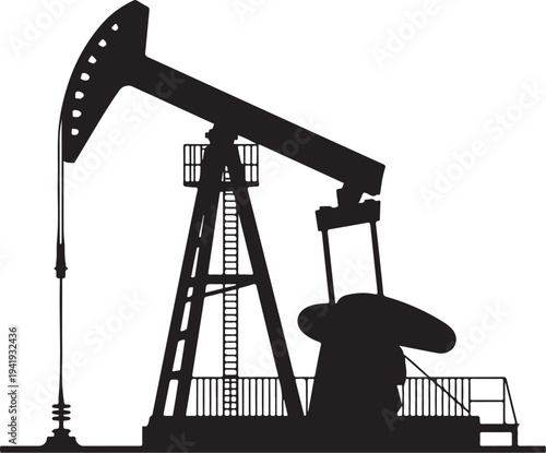 Oil pump jack or petrol pumpjack flat vector icon for gasoline apps and websites